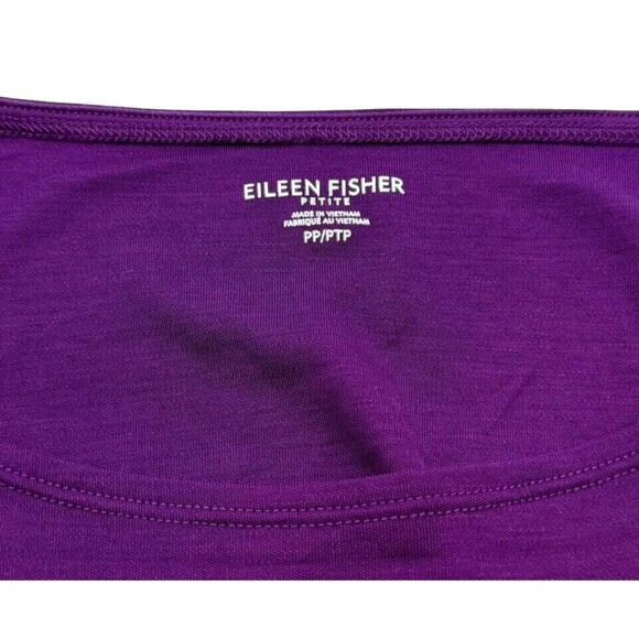 Eileen Fisher System 3/4 Sleeve Tencel T-Shirt Size PP (2P-4P) Purple Hi-Low Hem - Picture 4 of 6